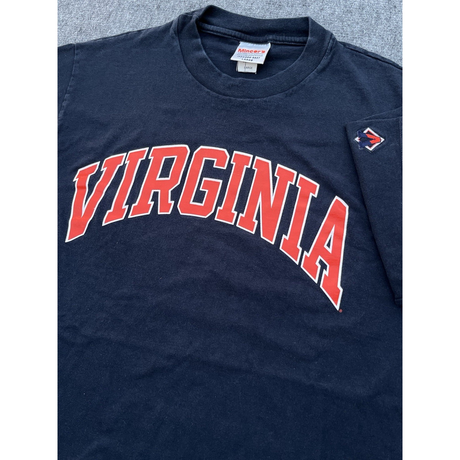 Vtg 90s Virginia T-Shirt Men Large Spell Out Ncaa Navy Graphic